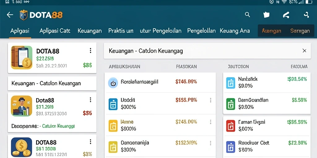Antarmuka aplikasi DOTA88 untuk catatan keuangan yang sederhana dan informatif.