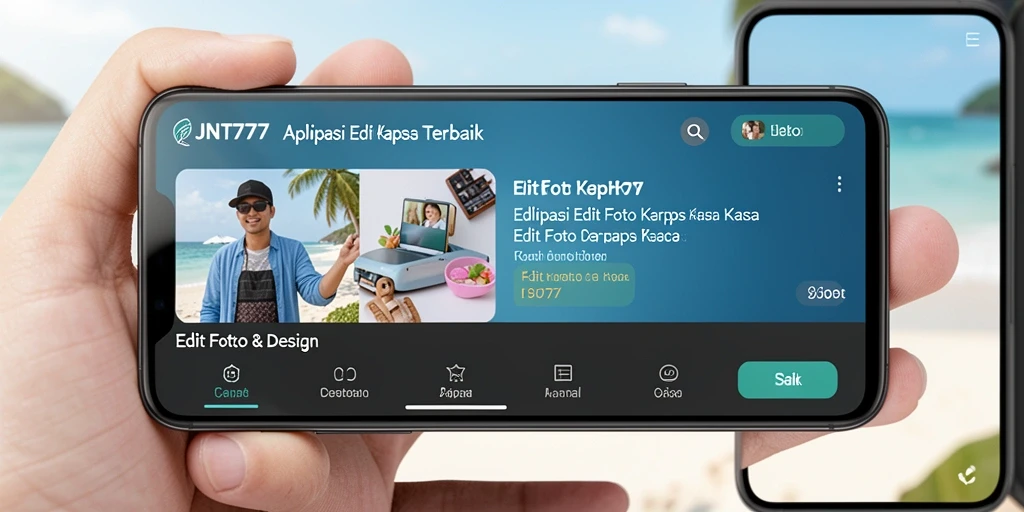 Antarmuka JNT777 dengan fitur edit foto kertas kaca yang menarik.