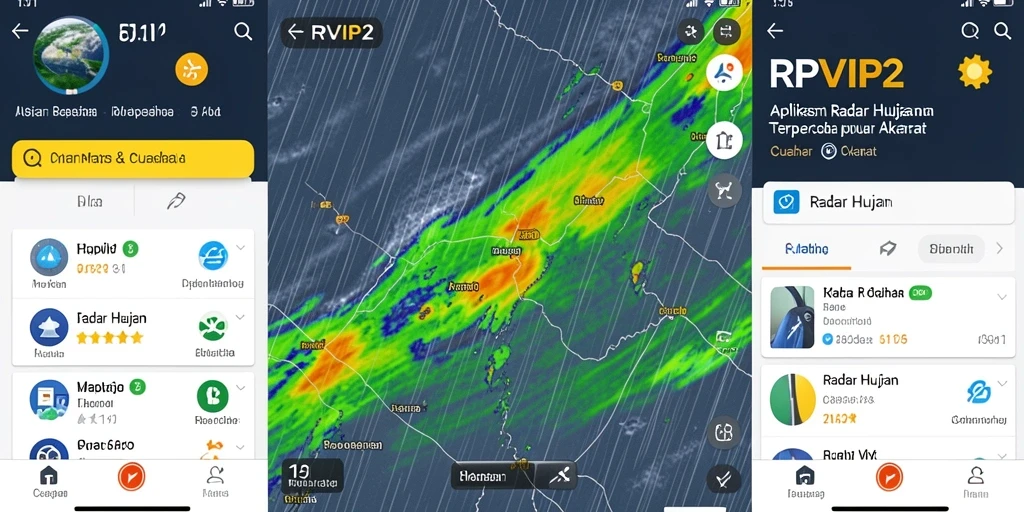 Tampilan antarmuka aplikasi Radar Hujan RPVIP2 yang informatif.