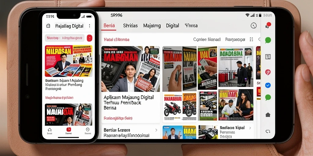 Tampilan antarmuka aplikasi Majalah Digital SR996 yang menarik dan fungsional.