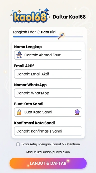 Tampilan halaman daftar kaol68