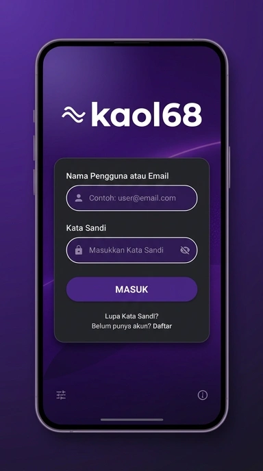 Tampilan halaman login kaol68