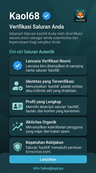 Tampilan kanal resmi kaol68